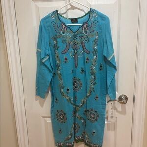 Embroidered Blue Dress